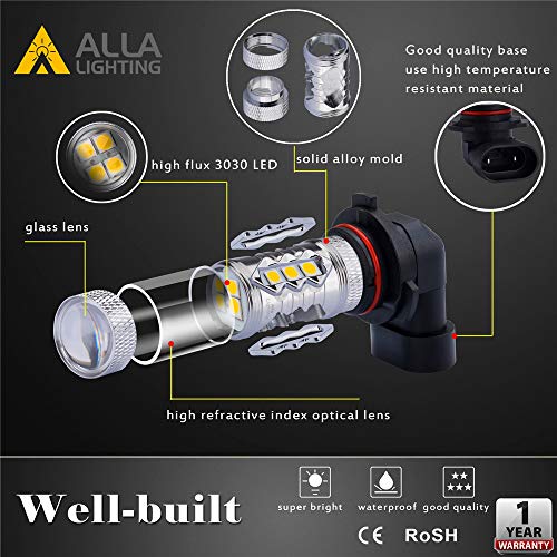 Alla Lighting H11 H8 LED Bulbs, 3000K Golden Yellow H16 Fog Lights or Daytime Running Lights(DRL) Lamps, 360° Xtreme Super Bright High Power 3030 SMD Replacement for Cars,Trucks, SUVs, Vans - size: H11 H8 H16