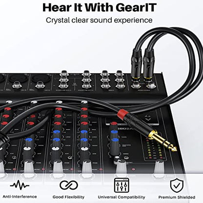 (20FT / 1PACK) 1/4 inch TRS Stereo Y Splitter Insert Cable, Gold Plated Audiowave Series 6.35mm TRS Male to Dual 6.35mm TS Male Mono Breakout Cable, Audio Cord - size: 20 FT