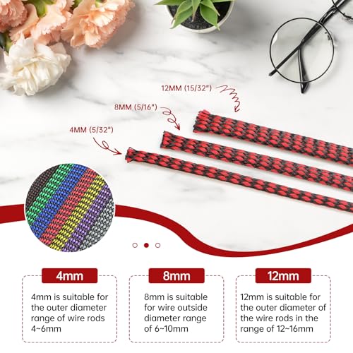 Expandable Braided Cable Sleeve, PP Yarn + PET Braided Expandable Sleeving Cable Management Protection High Density PET Wire Cover Sheath for Cables (Green Black, 12mm (15/32")-19ft) - color: Green Black, size: 12mm (15/32")-19ft