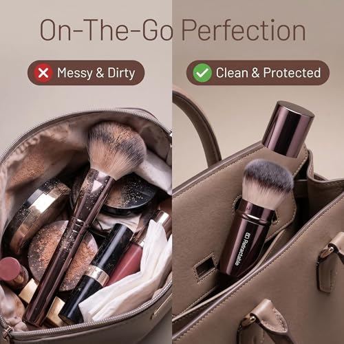 Makeup Brushes BS-MALL Professional Makeup Brush with Travel Case, Includes Foundation, Powder, Concealer, Lip & Eyeshadow Brushes for Daily Use & Versatile Occasions All-aluminum tube - color: Coffee