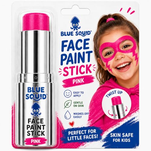 Blue Squid Pink Face Paint Stick - Water based Body Paint for Adults & Kids - Vegan Hypoallergenic Twist-Up Non-Toxic Makeup Stick for Cosplay, & SFX (Pink) - color: Pink