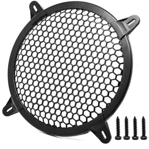 Surf Turtle 8 Inch Hexagonal Speaker Grill Cover | Black Plastic Honeycomb Hole Protective Mesh, Universal Car Audio Subwoofer Speaker Protection Cover