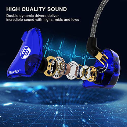BASN Bsinger BC100 in Ear Monitor Headphones,Blue | Universal Fit Noise Isolating IEM Earphones for Musicians Singers Studio Audiophiles - color: Blue