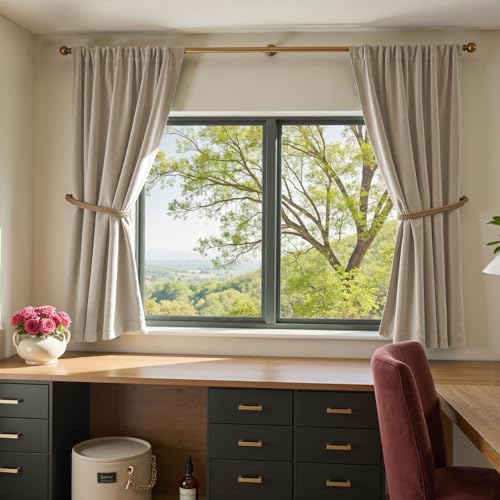 Lazzzy Beige Velvet Curtains Neutral Rod Pocket 52×63 Inch 2 Panels | Soft Velvet, Room Darkening, For Small Windows, Kitchens & Bathrooms, Light Shifting Texture, Elegant Drape, Cozy - color: R | Beige, size: 52"W x 63"L (Pack of 2)