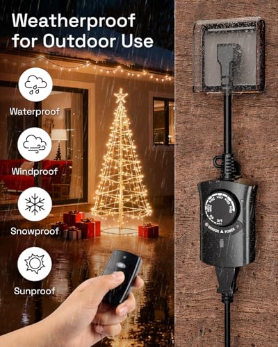 HBN Outdoor Remote Control Outlet, Waterproof Light Timer,1 Grounded Outlet - size: Remote-1 Outlet