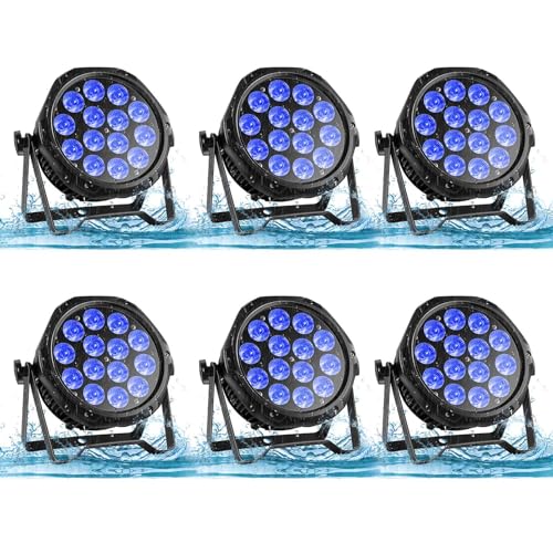 14LED Par Lights, Outdoor Waterproof Par Can Light, RGBW 4in1 Stage Light, 210W DMX Control Wash Uplight Strobe Effect for Events, Stage, Wedding, Church, Party, Garden, Building (6 Packs) - size: 6 Packs