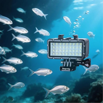 Suptig Diving Light High Power Dimmable Waterproof LED Video Light Fill Night Light Diving Underwater Light Waterproof 147ft for Gopro Mission Hero 13/Hero 12/11/10/9/8/7/6/5/5S/4/3+ DJI osmo Action