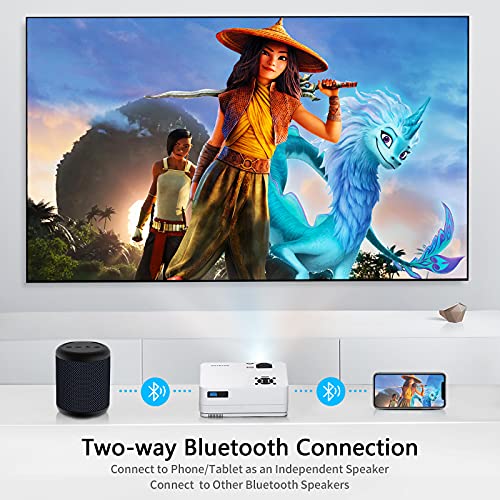 Native 1080P Projector with WiFi 6 and Two-Way Bluetooth, Full HD Video Projector for Outdoor Movies, 300" Display Projector 4k Home Theater, Compatible with iOS/Android/PC/XBox/PS4/TV Stick/HDMI/USB