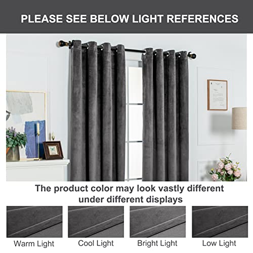 Velvet Curtains Thermal Insulated Super Soft Grommet Luxury Drapery Window Curtain Room Darkening Panels for Bedroom Living Room Office 52Wx84L Inch 2 Panels Gray - color: Grey, size: 84"W x 52"L (Pack of 2)