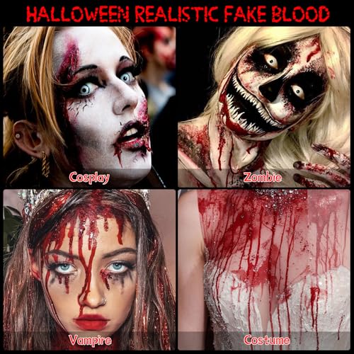 Halloween Fake Blood Spray, Washable Fake Blood Makeup Kit, Halloween Realistic Fake Blood, Perfect for Vampire Makeup, Clown & Sfx & Cosplay & Zombie Make Up Kit, 2 Pack - color: Fake Blood 2PCS