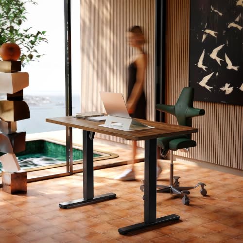 HUANUO 40x24 Inch Electric Standing Desk, Height Adjustable, Black Walnut | 176 Lbs Capacity, Smooth Home Office Desk, 4 Memory Presets & Headphone Hooks, 28.3–46.5 Inch Height Range, Easy to assemble - color: Walnut, size: 40" X 24"