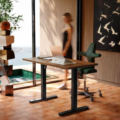HUANUO 40x24 Inch Electric Standing Desk, Height Adjustable, Black Walnut | 176 Lbs Capacity, Smooth Home Office Desk, 4 Memory Presets & Headphone Hooks, 28.3–46.5 Inch Height Range, Easy to assemble - color: Walnut, size: 40" X 24"