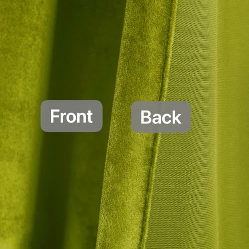 Roslynwood Olive Green Velvet Curtain 84 inch Long - Curtains Block Light Thermal Insulated Rod Pocket Window Drapes Set for Bedroom/Living Room, Olive Green, W52 x L84 inch, 2 Panels - color: Olive Green, size: 52"W x 84"L (Pack of 2)