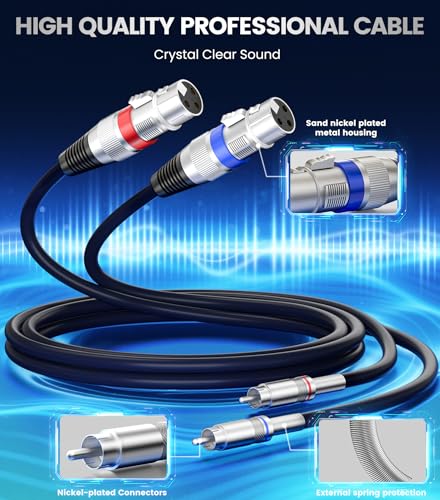 tisino Dual XLR to RCA Cable, Heavy Duty 2 XLR Female to 2 RCA Male Patch Cord HiFi Stereo Audio Connection Interconnect Lead Wire - 5 ft / 1.5m - size: 5 FT