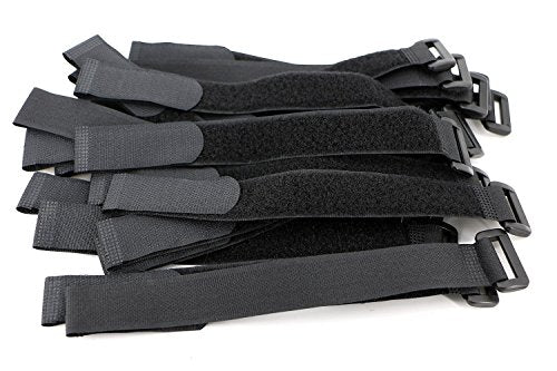 25 PCS Hook and Loop Reusable Fastening Cable Tie Down Straps- 0.8" x 8"-Black