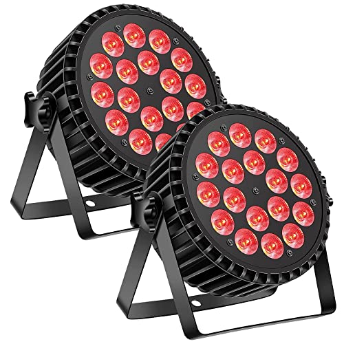 DMX512 & Sound Activated Uplighting by U`King - 18X12W RGBW 4-in-1 LED DJ Par Can Light with Strobe/Wash Stage Effect for DJ Disco Club Wedding Party Church Stage Festival - 2PCS - size: 2 Packs