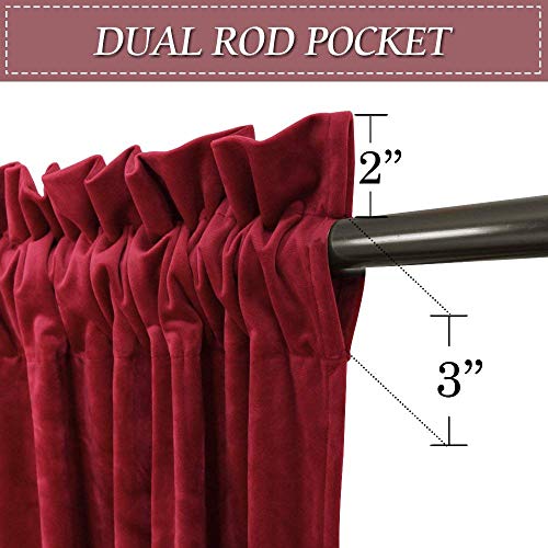 RYB HOME Red Velvet Curtains 63 inches Long - Super Soft Room Darkening Energy Efficiency Window Covering for Girl Bedroom Living Room Bathroom Backdrop, W 52 x L 63 inch, Ruby Red, 2 Panels - color: Ruby Red, size: 52"W x 63"L (Pack of 2)