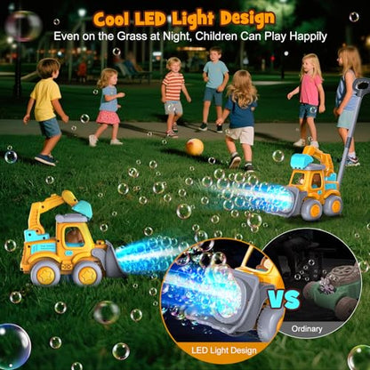 Automatic Bubble Machine Toys for Toddlers: Portable Construction Truck Bubble Maker Blower Toys for 3 4 5 6 Year Old Boy Girl Kids Outdoor Toys for Easter Party Birthday - style: Construction Truck