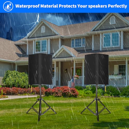 12 Inch PA/DJ Speaker Cover for Powered Speaker Mounted on Stand, 2 Pack Outdoor Speaker Cover 600D Thick Oxford Fabric Waterproof UV Protection Dustproof(Black) - size: 12 Inch