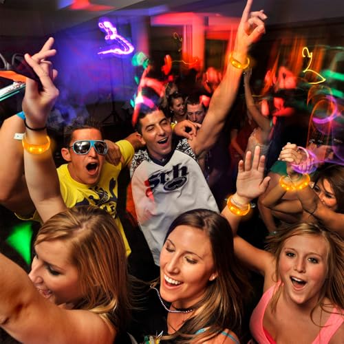 24 Pcs LED Glow Bracelets Sound Activated Led Flashing Bracelet Music Control Light Up Bracelets,Glow in The Dark Party Supplies For Birthday Carnival Concerts Night Events Christmas Gift (orange) - color: Orange