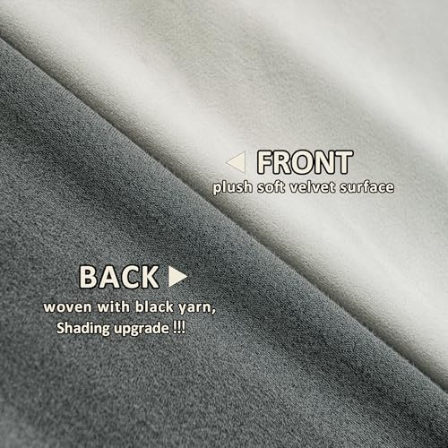 YOFUN Cream Grey Velvet Blackout Curtains 2 Panels Set, 90 inches Long Grommet Top Thermal Insulated Velvet Drapes for Nursery/Bedroom/Studio/Farmhouse, W52 x L90 in - color: Cream Grey, size: 52"W x 90"L (Pack of 2)