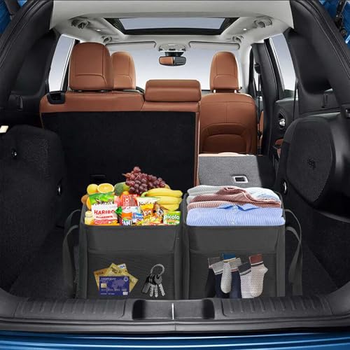 LHZK 2 Pack Utility Tote Bag with Metal Wire Frame and the Sides Rinforced, Large Tote Bag with Handle, Reusable Grocery Bags Foldable, Beach Bag, Car Tote (Black, 18.5''x11.8''x11.5'') - color: Black, size: 18.5''x11.8''x11.5''-2 Pack