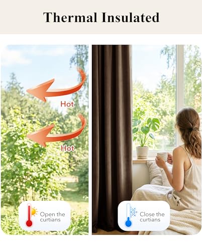 StangH Brown Velvet Curtains Room Darkening 84 inches for Bedroom, 2 Panels - color: Gold Series - Brown, size: 42"W x 84"L (Pack of 2)