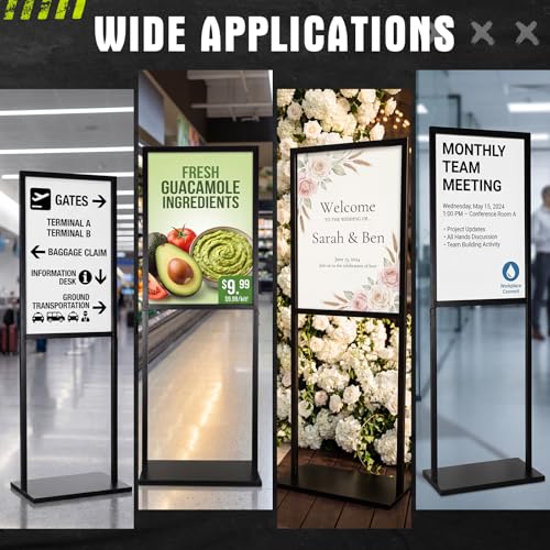 Sintuff Sign Holder Floor Stand Heavy Duty Double Sided Poster Stand | 19.6 x 27.2 Inch, Slide-in Banner Poster Sign Holder, for Display Retail Store & Trade Show Advertising