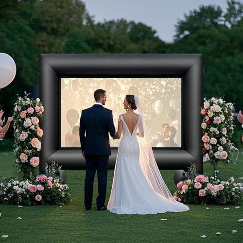 12Ft Outdoor Inflatable Movie Projector Screen with Built-in Fan Supports Front and Rear Projection, Blow Up Movie Screen for Party, Easy to Set Up - size: 12Ft