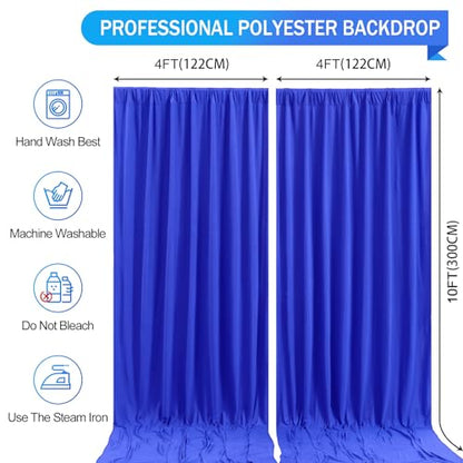 Royal Blue Backdrop Curtain 2 Panels-Wrinkle-Free Royal Blue Curtains Polyester Photography Drapes for Baby Shower Birthday Party Photo Background Backdrop Stand- 8 X10FT - color: Royal Blue, size: W4' x H10'(2 panels)