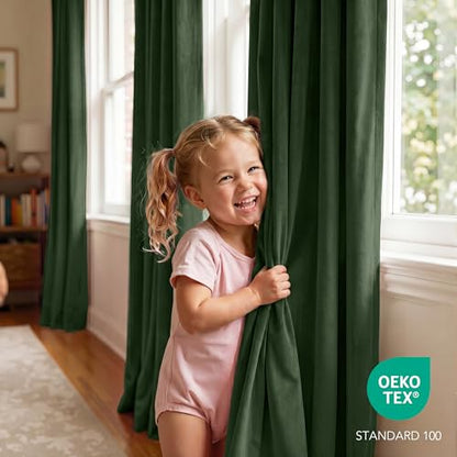 RYB HOME Olive Green Velvet Blackout Curtains 84 inches Long for Bedroom - color: Olive Green, size: 52"W x 84"L (Pack of 2)