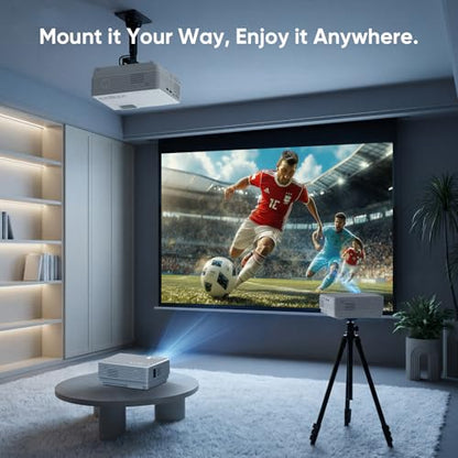 NISOO Mini Projector with WiFi and Bluetooth, 1080P Outdoor Movie Projector | 2-way Bluetooth Speaker, WiFi6, 1080P home theater, Compatible with Phone/PC/TV Stick/Roku/PS/DVD/HDMI/USB, Timer shutdown - style: WiFi