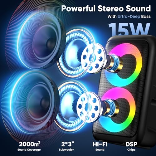 Karaoke Machine, Bluetooth Speaker with 2 Wireless Microphones Adults Kids | Portable Size, TWS Mode, LED Light, 10H Battery PA System,Dual Speaker, USB TF AUX, Home Party Outdoor Camping Birthday Gifts - size: 2 Mics