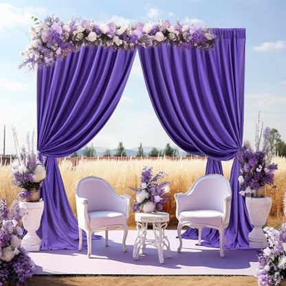 Purple Backdrop Curtains 2 Panels-Wrinkle-Free Purple Curtains Polyester Photography Drapes for Baby Shower Birthday Party Photo Background Backdrop Stand- 8 X10FT - color: Purple, size: W4' x H10'(2 panels)