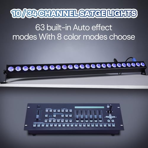 24 LED Stage Lights Bar 120W Professional Wall Wash Lights RGBW 4in1 DMX Light 10/34 CH 8-Zone Linear Fixture with 63 Auto Modes, Strobe & Sound Active for Party Club Disco Events Wedding Church - style: 4-in-1 LED