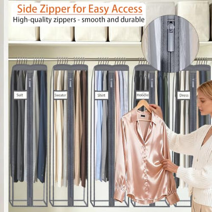 52" Clear Garment Bags for Hanging Clothes 10" Side Gusset, Suit Bags for Closet Storage, Suit Cover for Shirts Coats Dresses (24"X52"X10" 3Pack) - size: 52" 3pack