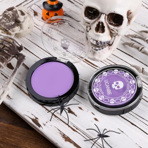 UCANBE Lilac Face Body Paint Makeup Foundation, Patel Purple Cream Greasepaint, Non-Toxic Goth Facepaint for Halloween Ursula Fairy Elf, Mystic Witch, Anime Skull SFX Makeup Costume Cosplay Parties - color: Lilac/Pastel Purple