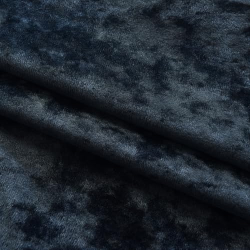 Luxury Crushed Dusty Blue Velvet Curtains 2 Panels Set - 84 inches Long Room Darkening Luxury Distressed Velvet Rod Pocket Window Drapes for Living Room Bedroom 52" W x 84" L - color: Dusty Blue, size: 52"W x 84"L (Pack of 2)