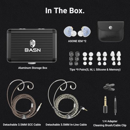 BASN ASONE 14.2mm Planar Driver in-Ear Monitors Headphones, Blue | 14.2mm Planar Driver for Precise Audio Detail, OCC/In-Line Mic Two Detachable MMCX Cables for Musicians Audiophiles - color: Blue