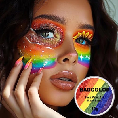 Pride Flag Face Body Paint, Rainbow Face Painting Kit for LGBT Gay Lesbian Pride Day Parades LGBTQ Celebrations Party, Water Based Facepaint for Kids Adults Halloween Cosplay Art Costume SFX Makeup - color: Rainbow Pride