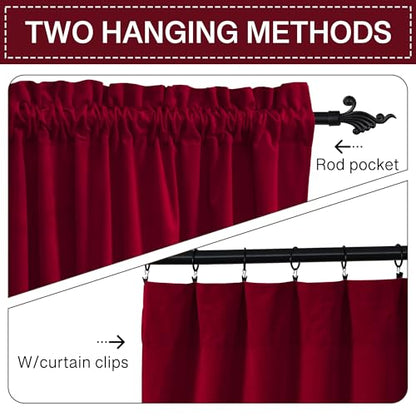 StangH Red Curtains for Living Room 100 inches Heavy Thick Drapes, 2 Panels | 300GSM Rich Velvet, Christmas Holiday Gifts, Thermal Insulated, Privacy Protect, Noise Reducing, Theater Backdrops - color: *Autumn Series - Red, size: 52"W x 100"L (Pack of 2)