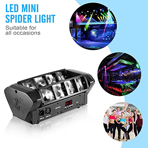 ZKYMZL 8×3W RGBW Spider Beam Moving Head DJ Light - 4° Ultra-Narrow Fresnel Lens, Metal Chassis Stage Lighting, Sound Active & DMX512 Control for Disco, Club, Wedding & Party Beam Shows