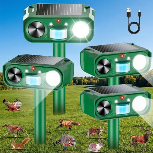 2026 New Sonic Fortress Pro Deer Repellent Motion Activated Cat Deterrent Outdoor Solar Ultrasonic Animal Repeller with Strobe Light for Skunk Rabbit Raccoon Squirrel Fortress Pro for Yard Garden(4)