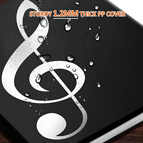 tutata Sheet Music Folder, 8.5 x 11 Music Binder, Writable Sleeves, Black | Less Page-Turning, 4 Page Expand, 52 Pockets, Letter Size Choir Folder