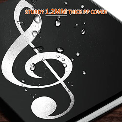 tutata Sheet Music Folder, 8.5 x 11 Music Binder, Writable Sleeves, Black | Less Page-Turning, 4 Page Expand, 52 Pockets, Letter Size Choir Folder