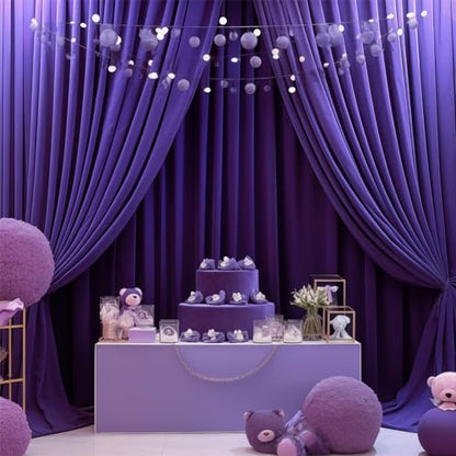 Purple Backdrop Curtains 2 Panels-Wrinkle-Free Purple Curtains Polyester Photography Drapes for Baby Shower Birthday Party Photo Background Backdrop Stand- 8 X10FT - color: Purple, size: W4' x H10'(2 panels)