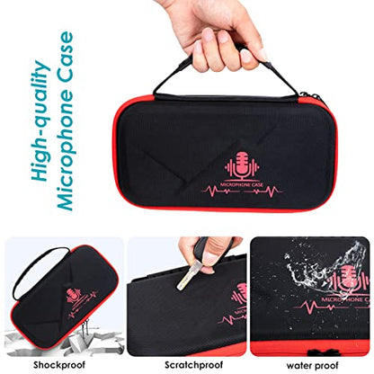YOUSHARES MV7 Microphone Case Bag with Mic Cover Foam - Mic Case Hard Carring Case with Windshield Compatible with Shure MV7 USB Condenser Microphone