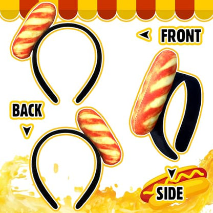 Knitgrip 2 Pcs Funny Headbands Pickle Hot Dog Strawberry Banana Chili Pepper Taco Style Funny Costume Accessories(Hot Dog) - style: Hot Dog