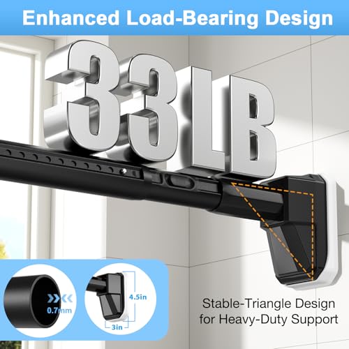 Extra Long Tension Curtain Rod, Black, 41-103 Inch (4-8.6ft), Tension Rod - color: Black, size: 41-103inch