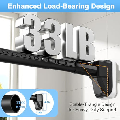 Extra Long Tension Curtain Rod, Black, 41-103 Inch (4-8.6ft), Tension Rod - color: Black, size: 41-103inch